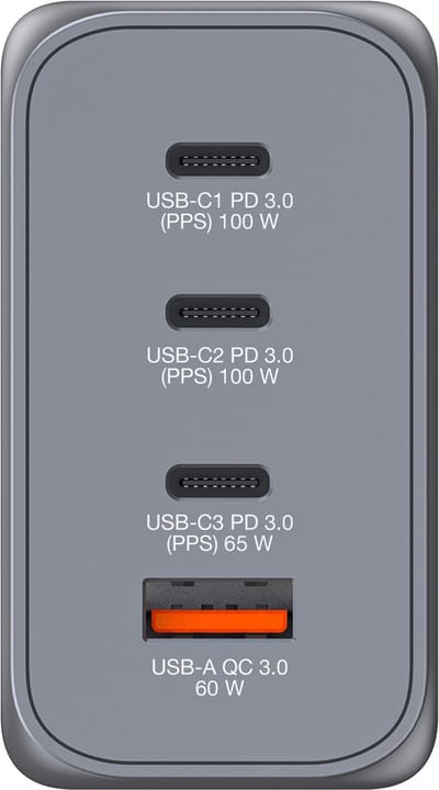 Verbatim GNC-200 GaN Reislader 200 W 1x USB-A, 3x USB-C USB PD, USB PD 3.0, QC 3.0 Grijs GaN, Met adapter voor Europa, Met adapter voor Verenigd