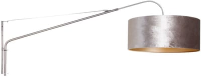 Wandlamp Staalkleurig Elegant Classy 8131ST met Zilver Velours Kap (50 cm diameter, 20 cm hoog) - Steinhauer, Draaibaar, Kantelbaar en Uitschuifbaar Metaal/Textiel