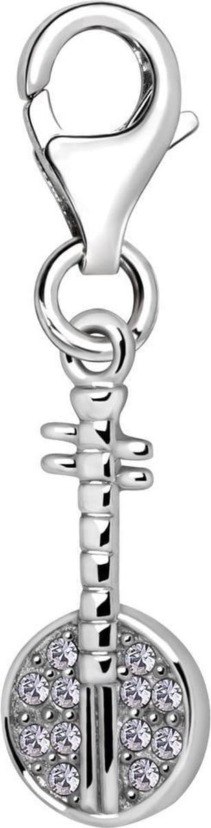Quiges – 925 - Zilver – Charm - Bedel - Hanger - Instrument Zhongruan met Zirkonia - met – sterling - zilver - karabijnslot - geschikt - voor - Bedelarmband HC232