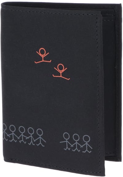 oxmox portemonnee New Cryptan RFID Protect Kombibörse Jumping Jack Print Grey Black zwart
