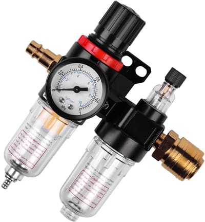 Dailygoods- Waterafscheider Perslucht - Drukregelaar 1/4 inch - Luchtfilter - Snelkoppelingen - Manometer - Duurzame Materialen
