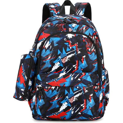 Grote Capaciteit Lichtgewicht Dubbele Schouder Rugzak Graffiti Print Mode Stijl Rits Anti-Diefstal Jongens Meisjes Basisschool black