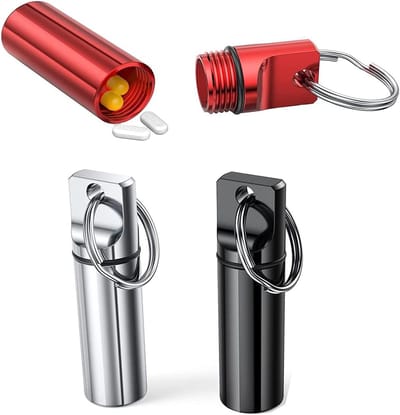 Compacte 3-delige Pillendoos, Waterdichte Sleutelhanger Medicijnhouder, Ideaal voor Reizen, Kamperen en Outdoor Activiteiten