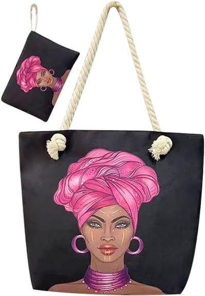 Grote Canvas Tote Bag Dames met Rits en Binnenvoering - Bohemian Shopper Tas