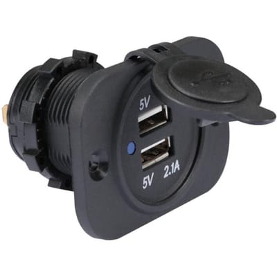 Velleman USB-LADER VOOR DE AUTO-INBOUW (12-24 VDC IN, 2 x 5 V UIT)