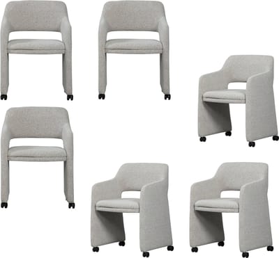 WOOOD Lyric Eetkamerstoelen - Bouclé - Greige - Set van 6
