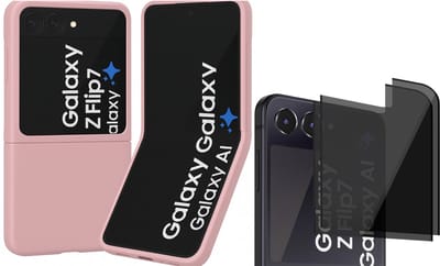 Hoesje geschikt voor Samsung Galaxy Z Flip 7 - 2x Privacy Screenprotector Volledig Dekkend Glas - Mat Back Case Roze