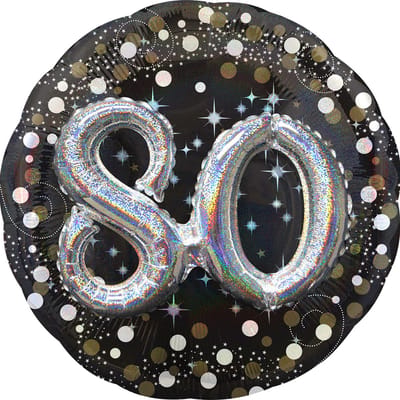 Amscan - Ballon Holografisch Sparkling Birthday 80 Folie Ballon