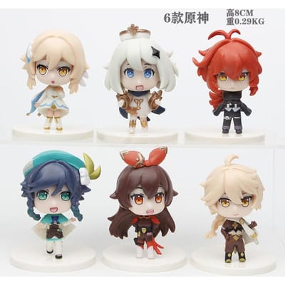 Genshin Impact Klee Yae Miko Raiden Shogun Anime Figuur PVC 6 Stuks/ Set Schattig Model Collectie Ornamenten Speelgoed Cadeau 10CM No box beige