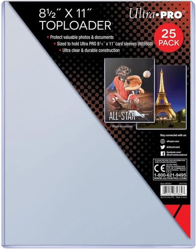 25x Extra Grote (8.5x11 inch) Toploader - Beschermhoezen voor Kaarten en Foto's
