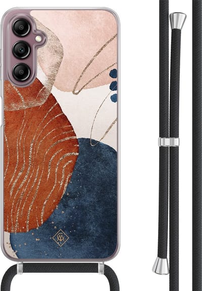 Casimoda® hoesje met koord - Geschikt voor Samsung A14 - Abstract Terracotta - Afneembaar koord - TPU/acryl - Multi