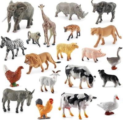 Grote Set Dierenfiguren Speelgoed (21 Stuks) - Bosdieren, Boerderijdieren en Wilde Dieren
