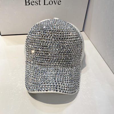 Casquette de baseball d'été pour femmes, printemps-automne, strass, mode, personnalité, rue, hip-hop, chapeaux pour femmes, snapback (Silver,One Size) argenté