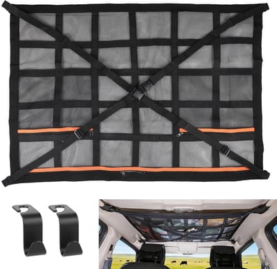 Dailygoods- Bagagenet Dubbellaags 90 x 65 cm - Aanhangernet - Opbergnet - Nettas - Organizer voor Dakarmleuningen - Universeel - Opslagnet