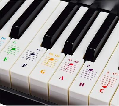 Piano Stickers - Toetsenbord Labels - Muziek Leren - Transparant en Verwijderbaar - 88 Toetsen - Gekleurd