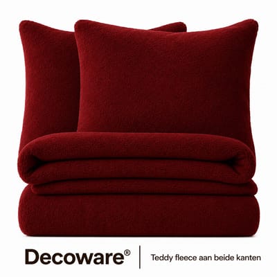 Decoware Teddy Fleece Dekbedovertrek - Wine - Lits-jumeaux XL - 260x220 cm + 2 Kussenslopen 60x70 cm - Dubbelzijdig - Heerlijk Warm