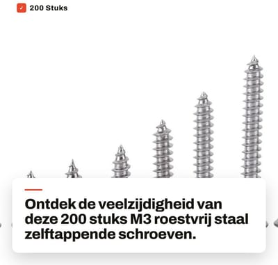 Dailygoods- Schroeven 200 Stuks - Zelftappende Schroeven - Roestvrij Staal - Assortiment Kit - 8 Maten - 3 Koptypes - Voor Hout/Metaal - Bevestigingsmiddelen