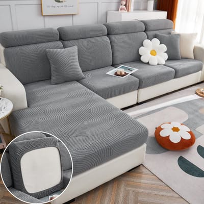 Bankkussens - Elastische Bankbedding - Universele Beschermingsbedding Voor Meubels - Wasbaar - Geschikt Voor Gedeeltelijke Bankbedding (Donkergrijs, Maat M)