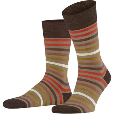 FALKE Tinted Stripe gedessineerd wol katoen sokken heren beige - maat 39-42
