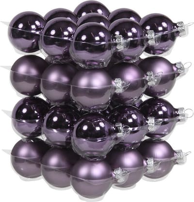 36x Paarse glazen kerstballen 4 cm - mat/glans - Kerstboomversiering paars