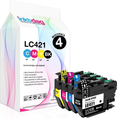 Inktdag inktcartridges multipack 4 stuks for lc421xl brother inktpatronen ,lc421 brother inktpatronen voor Brother DCP-J1050DW, DCP-J1140DW, MFC-J1010DW
