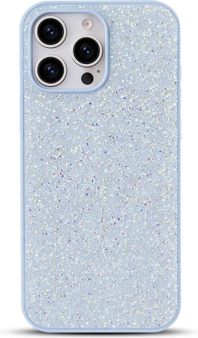 Casemania Hoesje Geschikt voor Apple iPhone 16 Pro - Blauw - Diamant Glitter Back Cover