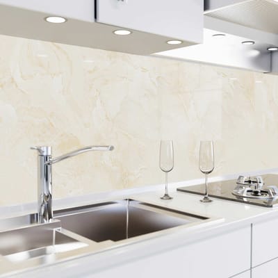 Keuken achterwand zelfklevend - Spatscherm keuken - Spatwand fornuis - Muurbeschermer - Verstevigde PET folie - 0,37 mm - Mat - Marmer beige - Materiaalmonster A5