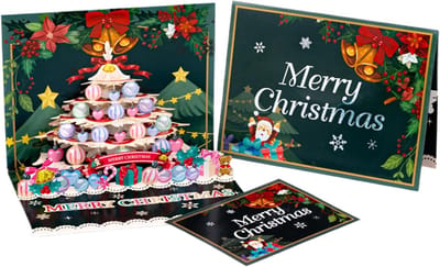Kerstkaarten Set - Feestelijke Groeten - Wenskaarten Versturen - Betoverende 3D Designs - 20x15 cm