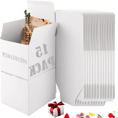 Kraft Papieren Cadeau Dozen Set van 15 Stuks, 10x10x10cm, Ideaal voor Sieraden, Verjaardagen en Feestjes, Wit met Deksel