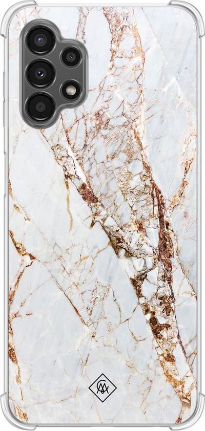 Casimoda® hoesje - Geschikt voor Samsung A13 4G - Marmer Goud - Backcover - TPU/polycarbonaat - Goudkleurig