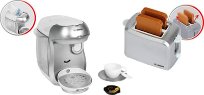 Klein Toys - Bosch mini speelgoed ontbijtset - Tassimo koffiezet apparaat - broodrooster - zilverkleurig