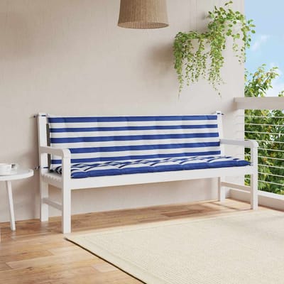 vidaXL - Tuinbankkussens - 2 - st - oxford - stof - gestreept - wit - en - blauw
