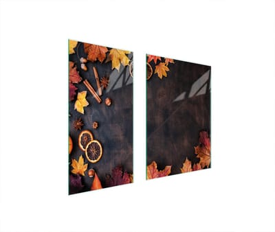 TMK ArtDeko - Glazen Beschermplaat - 75x52 cm - Veiligheidsglas - Kleurrijk Bladeren Ontwerp