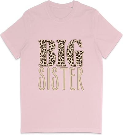 T Shirt Meisjes - Grote Zus - Big Sister Quote Print Opdruk - Roze - Maat 92