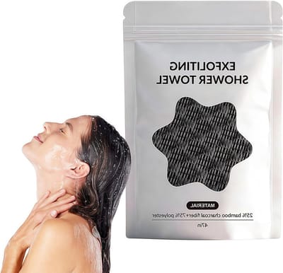 Exfoliërende douchedoek voor een zachte huid, 2-zijdige rugschrobber en peeling spons voor lichaam en gezicht