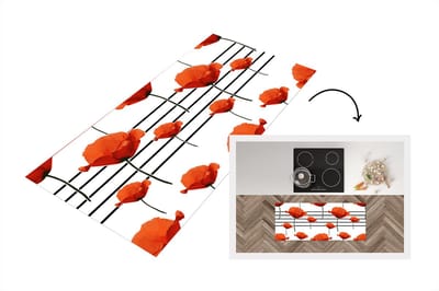 Keukenloper - Loper keuken - Muziek - Notenbalk - Klaproos - 120x50 cm - Keukenloper vinyl