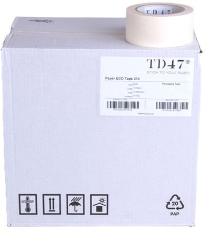 TD47 Verpakkingstape Papier 50mm x 50m Wit (Doos 36 rollen)