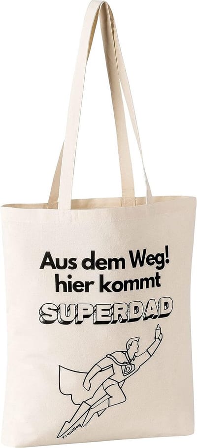 Stoffen tas - Katoenen tas - Cadeau voor vader - Met coole opdruk - 40x38 cm - Naturel