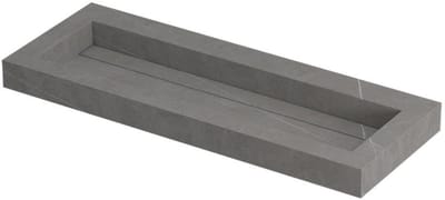 INK Pitch Wastafel Keramische Slab Centraal met Drain en Front en Side Skirts Zonder Kraangat - 1200x450x90 mm - Armani Grey Mat