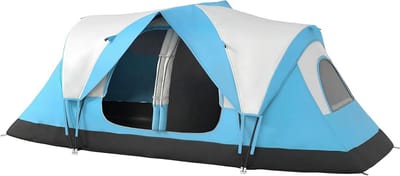 Kampeertent - Grote gezinstent - Kamperen en Recreatie - Twee Slaapkamers - 450x215x180cm - Hemelsblauw