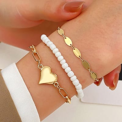 Sorprese Armband - Daylight Charm - Goudkleurig - Armband Dames - 3-Delige Armbandenset - Cadeau - Model U