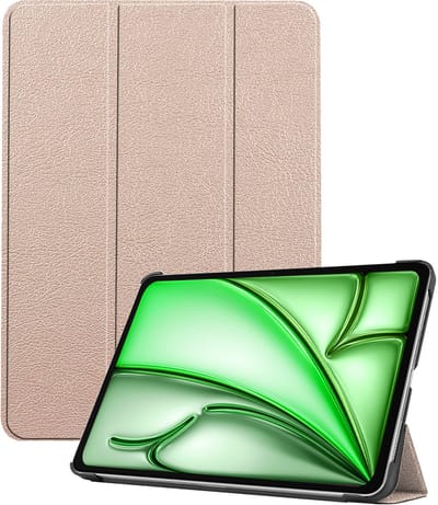 Hoesje Geschikt voor Apple iPad Air M3/M4 (2025/2026) - 11 inch - Dun & Stevig - Trifold Bookcase - Hard Cover - Hardcover Book Case - Tablet Hoes - Goud
