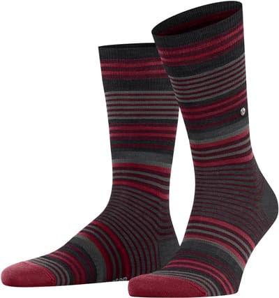 Burlington Stripe gedessineerd wol sokken heren rood - maat 40-46