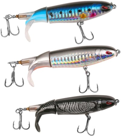 Dailygoods- Topwater Visaas - 3 Stuks - Perfect Aas voor Grote Roofvissen - Snoekbaars/Meerval/Baars - Robuuste Scharnieren - Hoge Breukvastheid 20 lbs - Oppervlakteaas