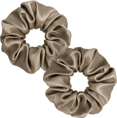 Lajetti - Voordeelset Zijden Scrunchies Goudbruin 2 stuks 100% Moerbeizijde