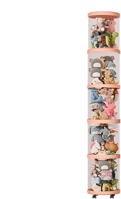 Opbergbuis Speelgoed - Pluche Organizer - Kinderkamer Opruimen - Meerlaags Vertical Design - 35x30x28cm - Transparant