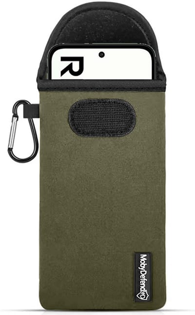 MobyDefend Hoesje - Geschikt voor Xiaomi Redmi 15 5G - Neopreen Pouch Met Karabijnhaak - Insteek - Riemlus - Groen