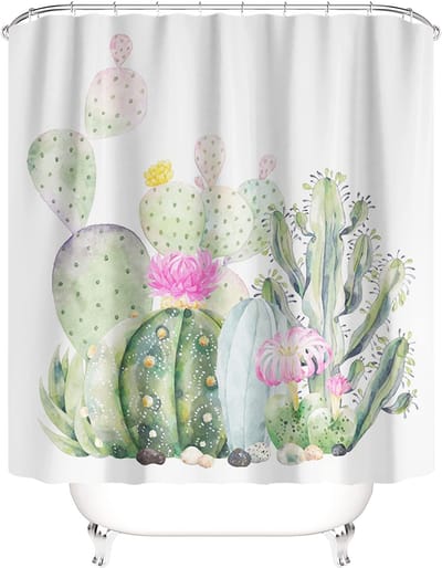 Unyqoos® Doucheschilderij met Cactussen en Bloemen voor een Tropische Badkamerervaring