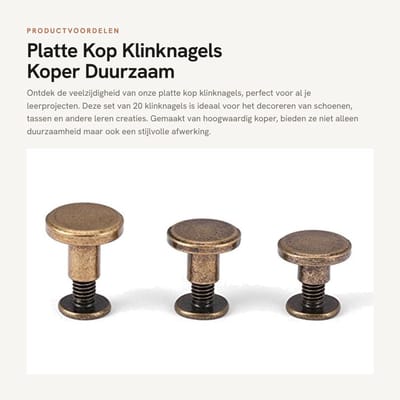 Dailygoods- Klinknagels 20 stuks - Platte Kop Klinknagels - Koper - Schroeven 5/6,5/8 mm - Duurzaam - Eenvoudig te installeren - Decoratieve Nagels