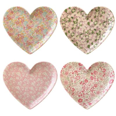 Meri meri x liberty set van herbruikbare borden heart, 4 stuks